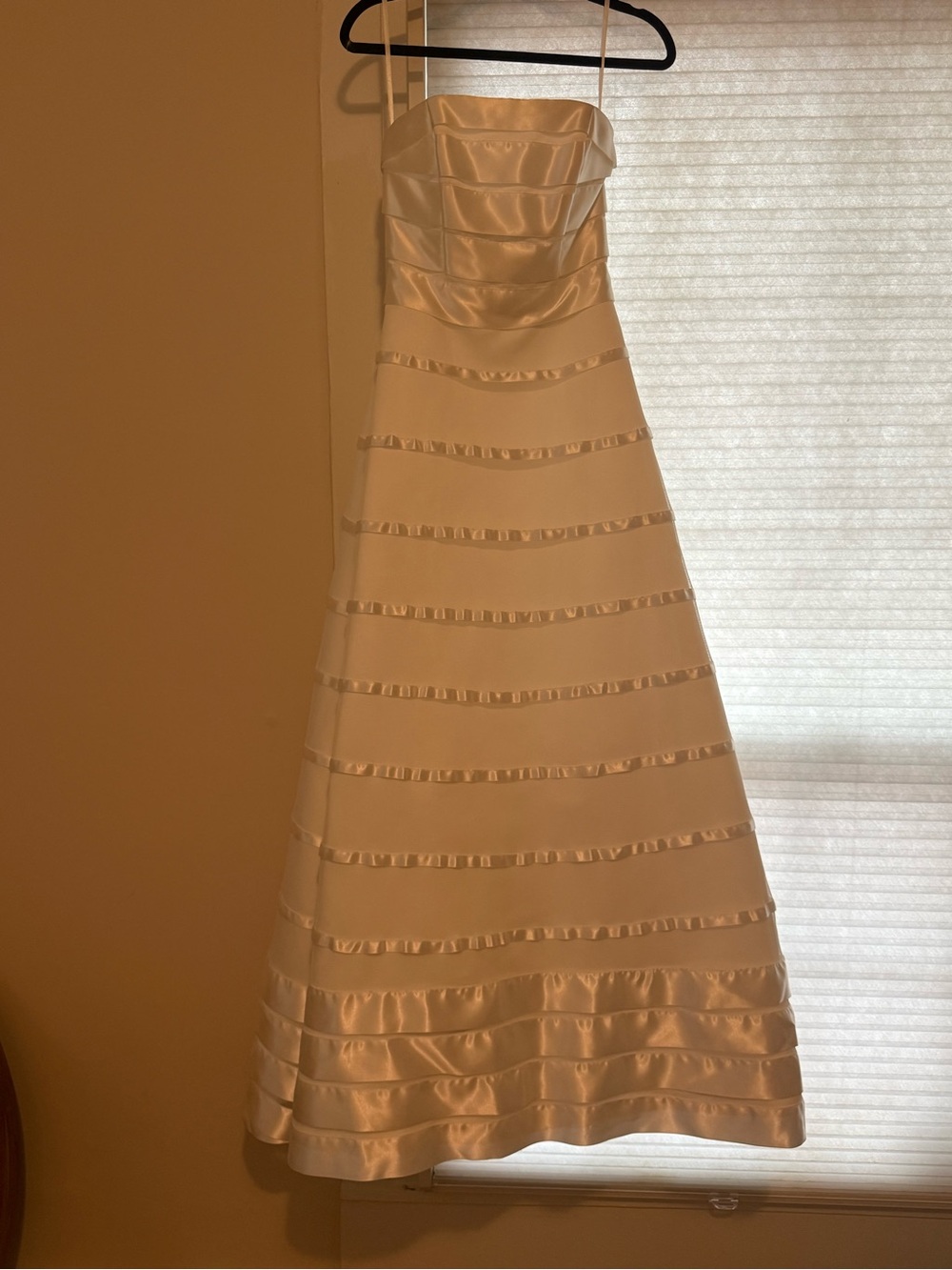 White Satin Strapless A-Line Dress